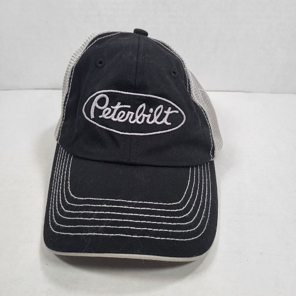 Peterbilt‎ Black Gray Mesh Adjustable Hook Loop Baseball Hat